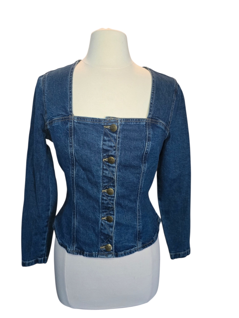 Lee Heritage Long Sleeve Button Front Denim Top Size Medium